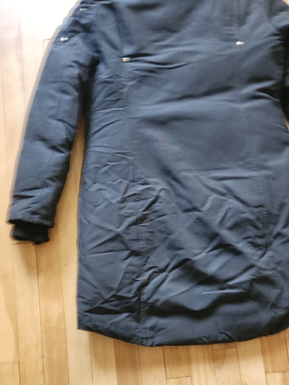 Moose Knuckles Navy Puffer Parka with Faux Fur Hood - Picture 10 of 16